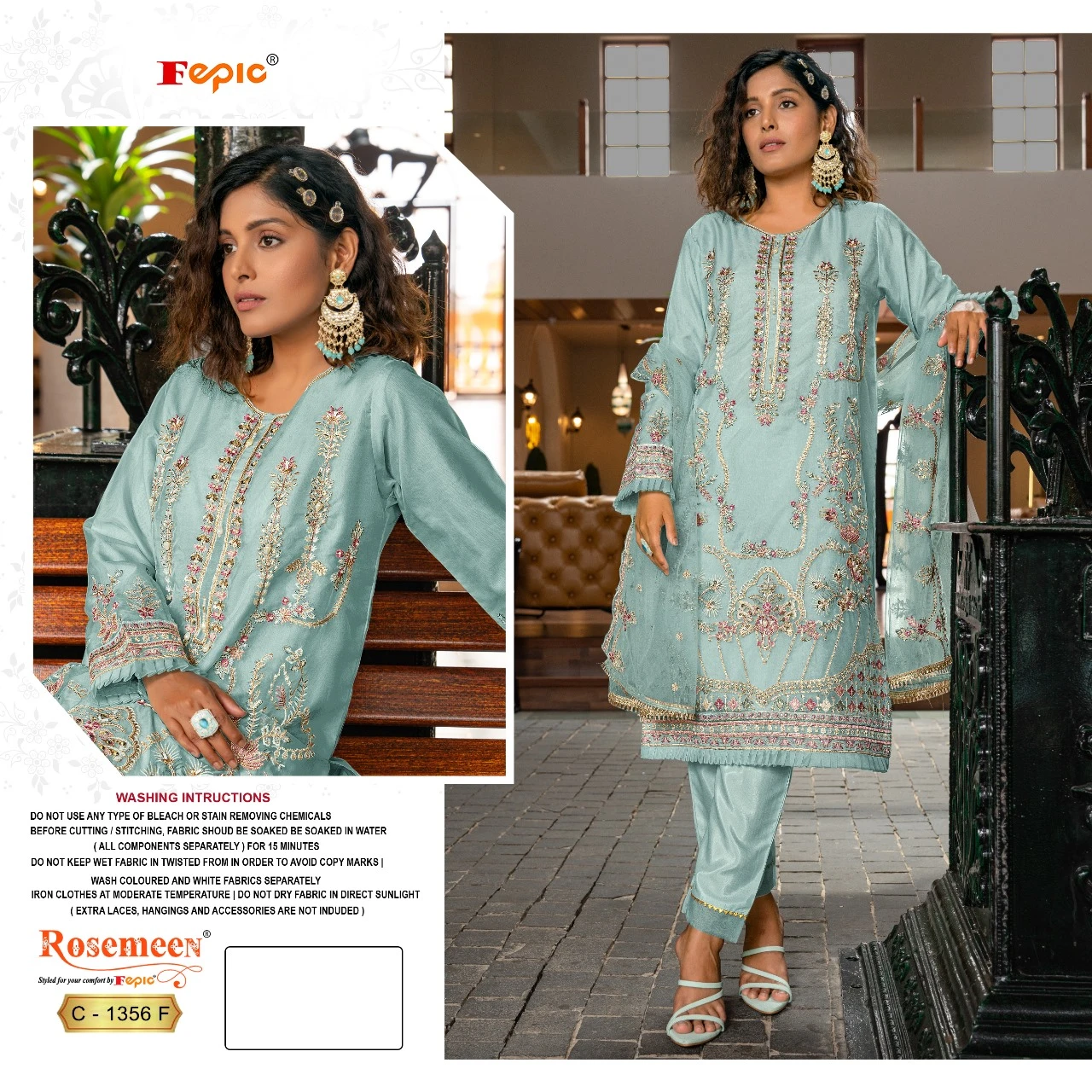 Fepic C 1356 Organza Wholesale Pakistani Salwar Suit Catalog — Wholesale Pakistani Suits, MPA wholesale from Surat - Gallery Image 7